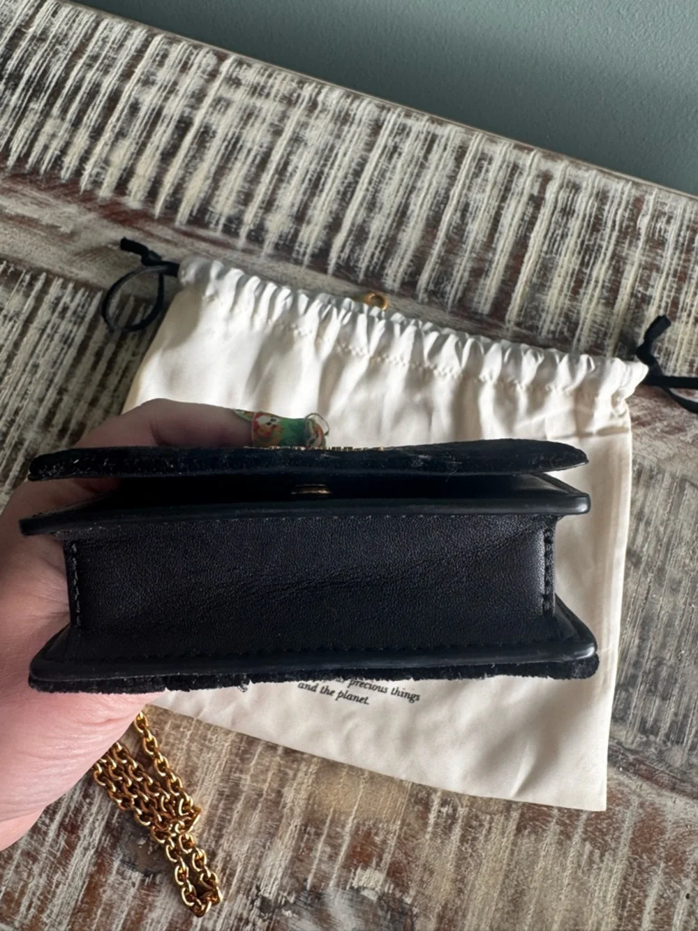 Kate Spade Black Velvet Pearl Handle Mini Bag - Picture 7 of 9